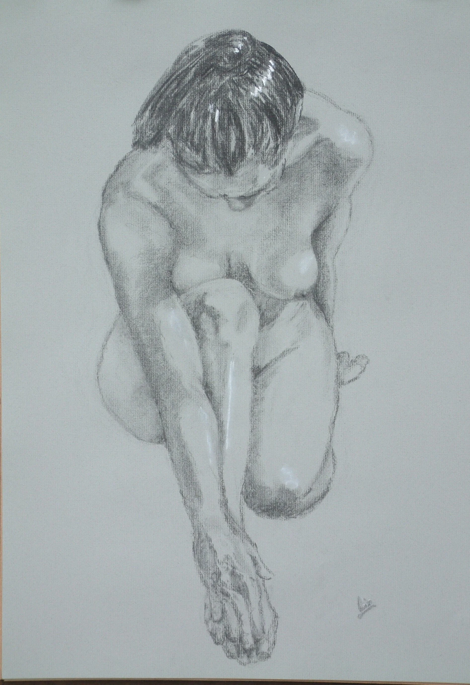 Charcoal drawing with life model