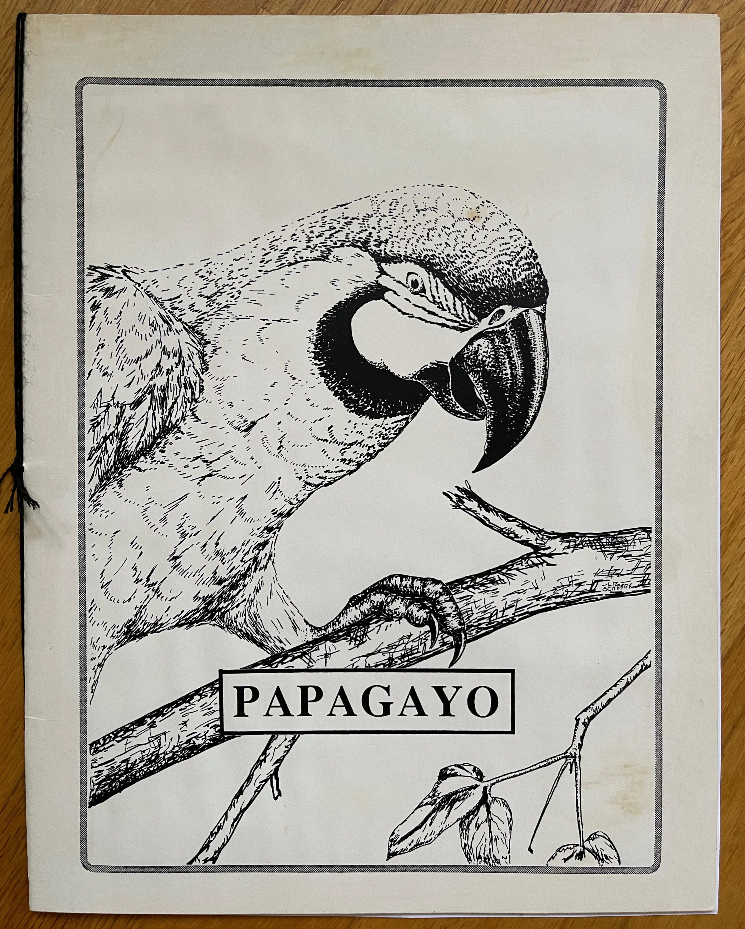 Restaurant menu cover art, pen and ink
