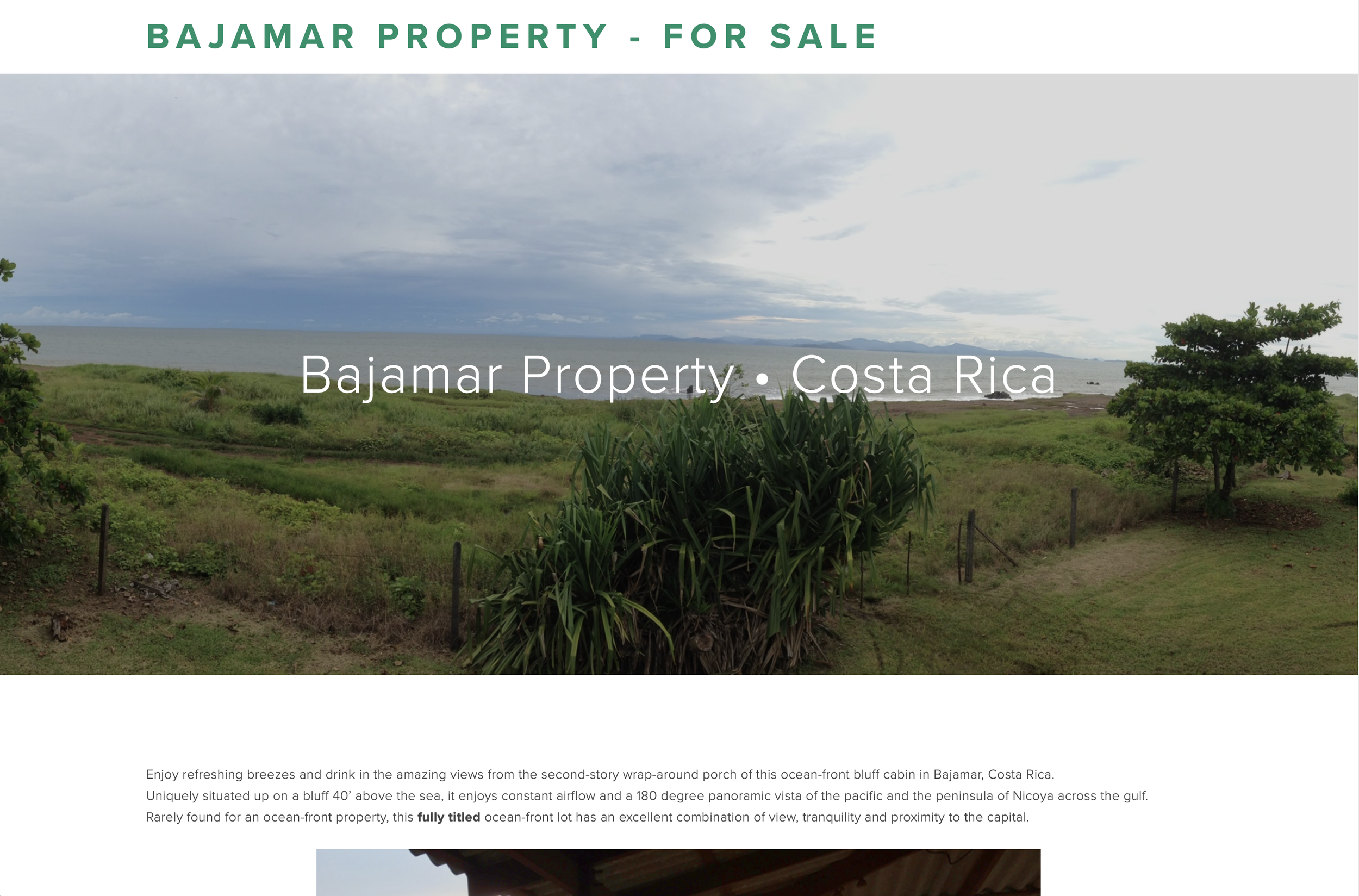 Bajamar Cabin, Costa Rica website