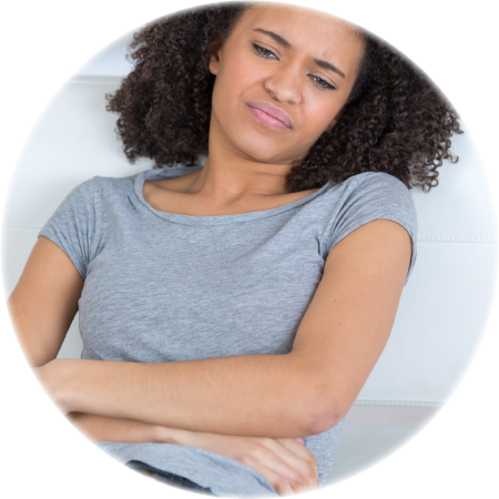 Woman in her 20s having painful menstrual bleeding